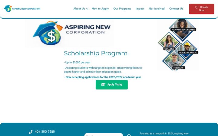Screenshot of aspiringnew.org