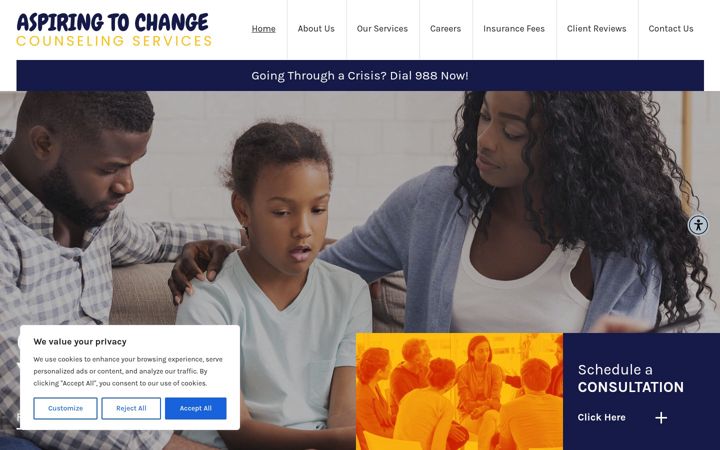 Snímek obrazovky aspiringtochange.com