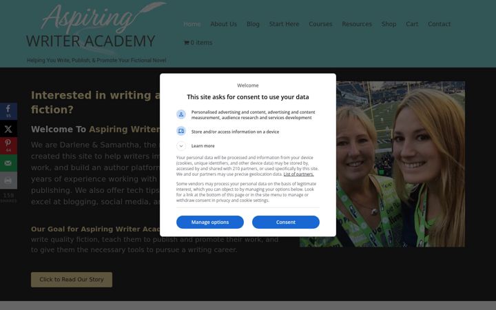 Screenshot of aspiringwriteracademy.com