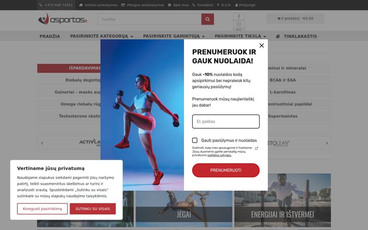 Screenshot of asportas.lt