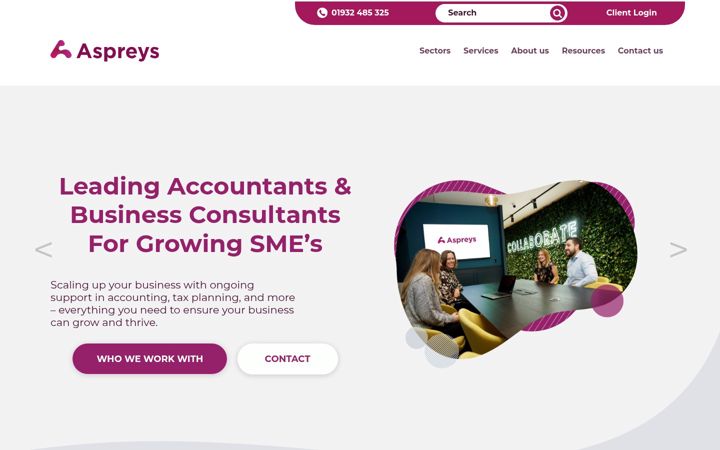 Screenshot of aspreysaccountants.com