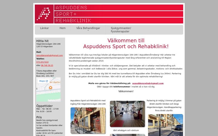 Screenshot of aspuddensrehab.se