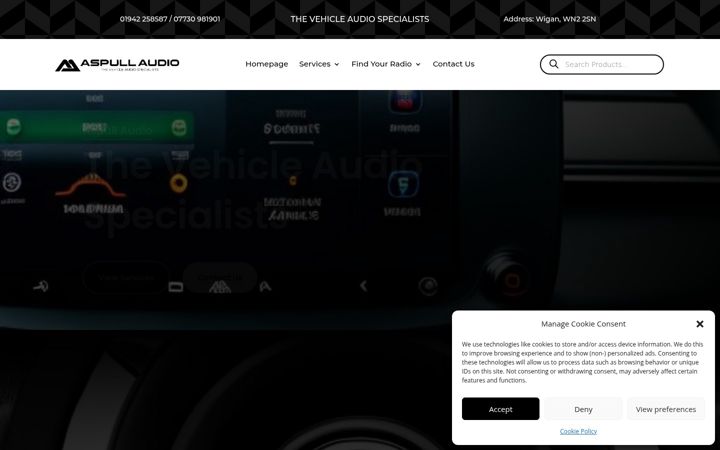 Captură de ecran a aspullaudio.com