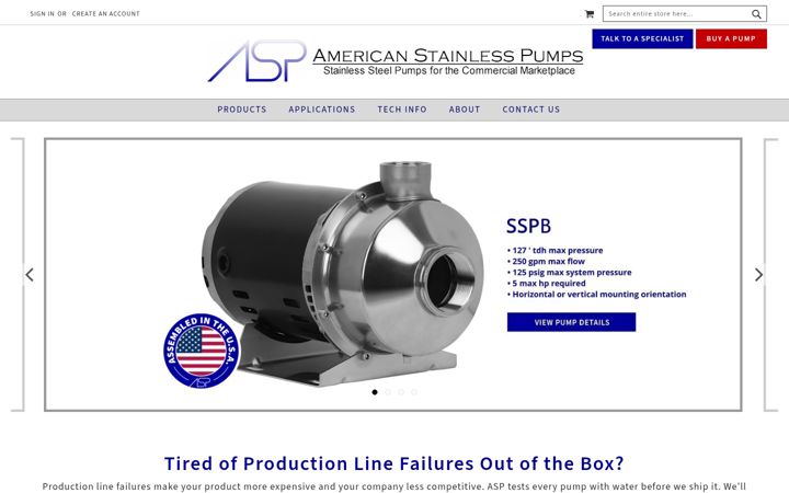 Screenshot of aspumps.com