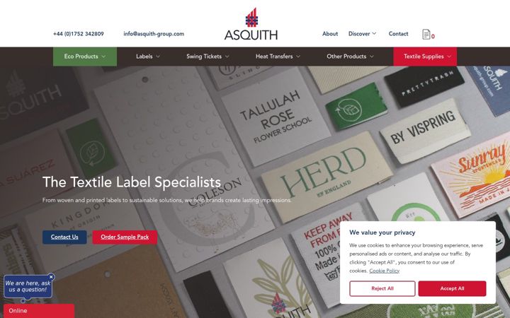 Captură de ecran a asquith-group.com