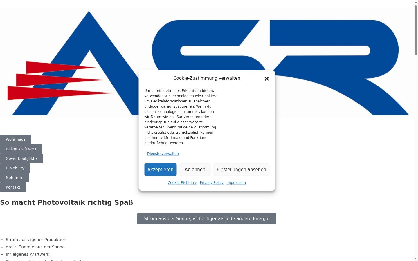Screenshot del banner di consenso mostrato prima di qualsiasi interazione