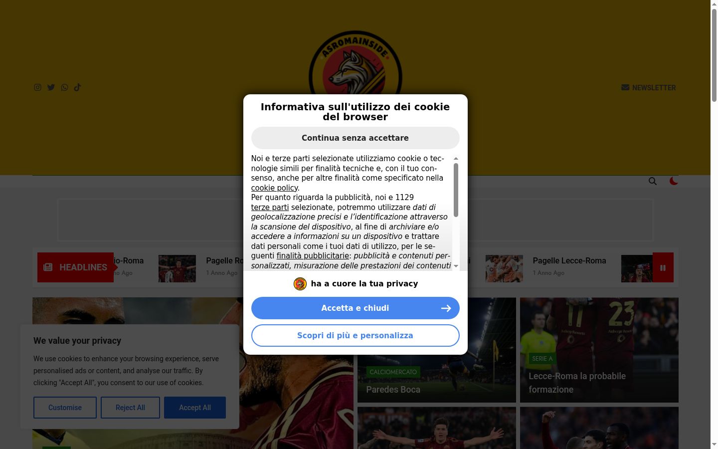 Zrzut ekranu banera zgody wyświetlanego przed jakąkolwiek interakcją