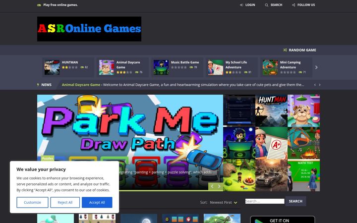 Screenshot of asronlinegames.com