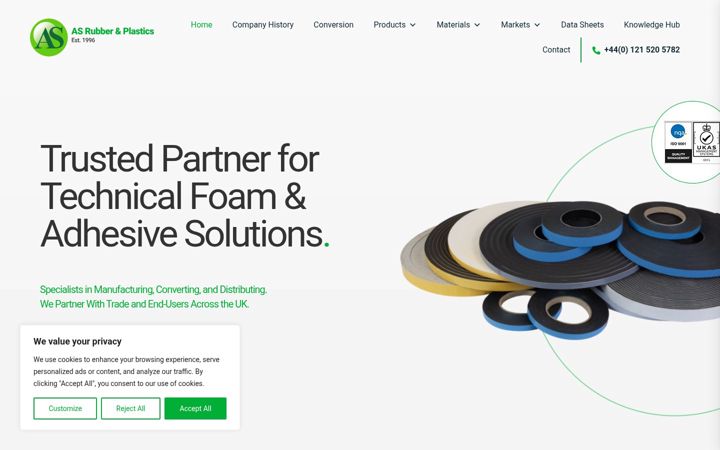 Screenshot of asrubber.com