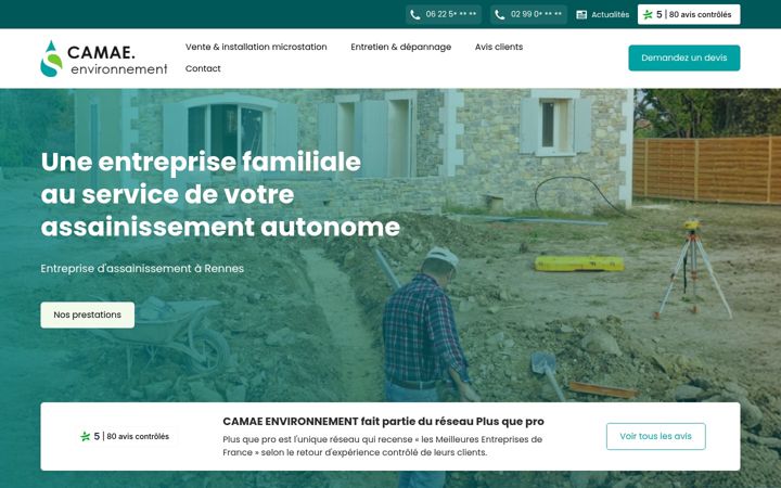 Kuvakaappaus sivustosta assainissement-camae.fr