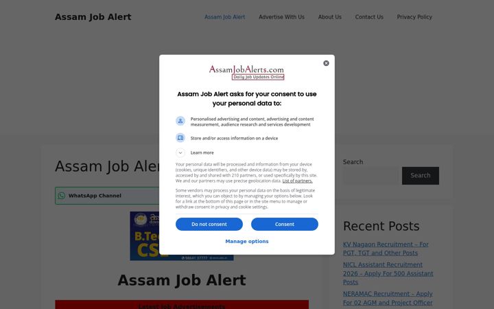 Screenshot of assamjobalerts.com