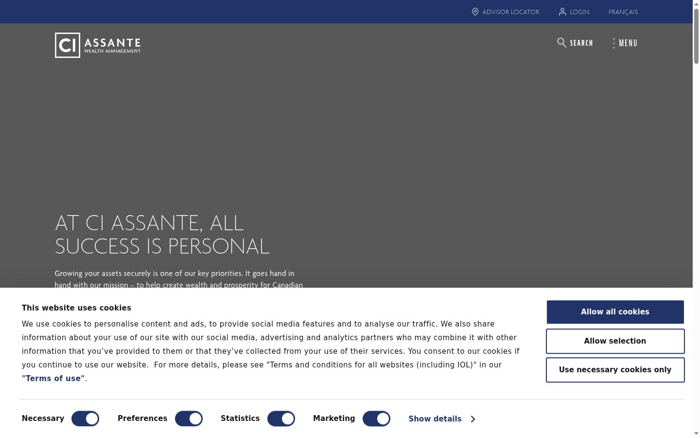 Capture d'écran de la bannière de consentement affichée avant toute interaction