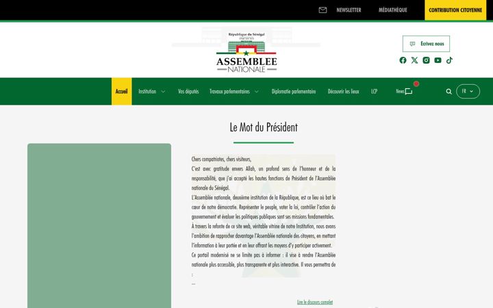 Screenshot of assemblee.sn