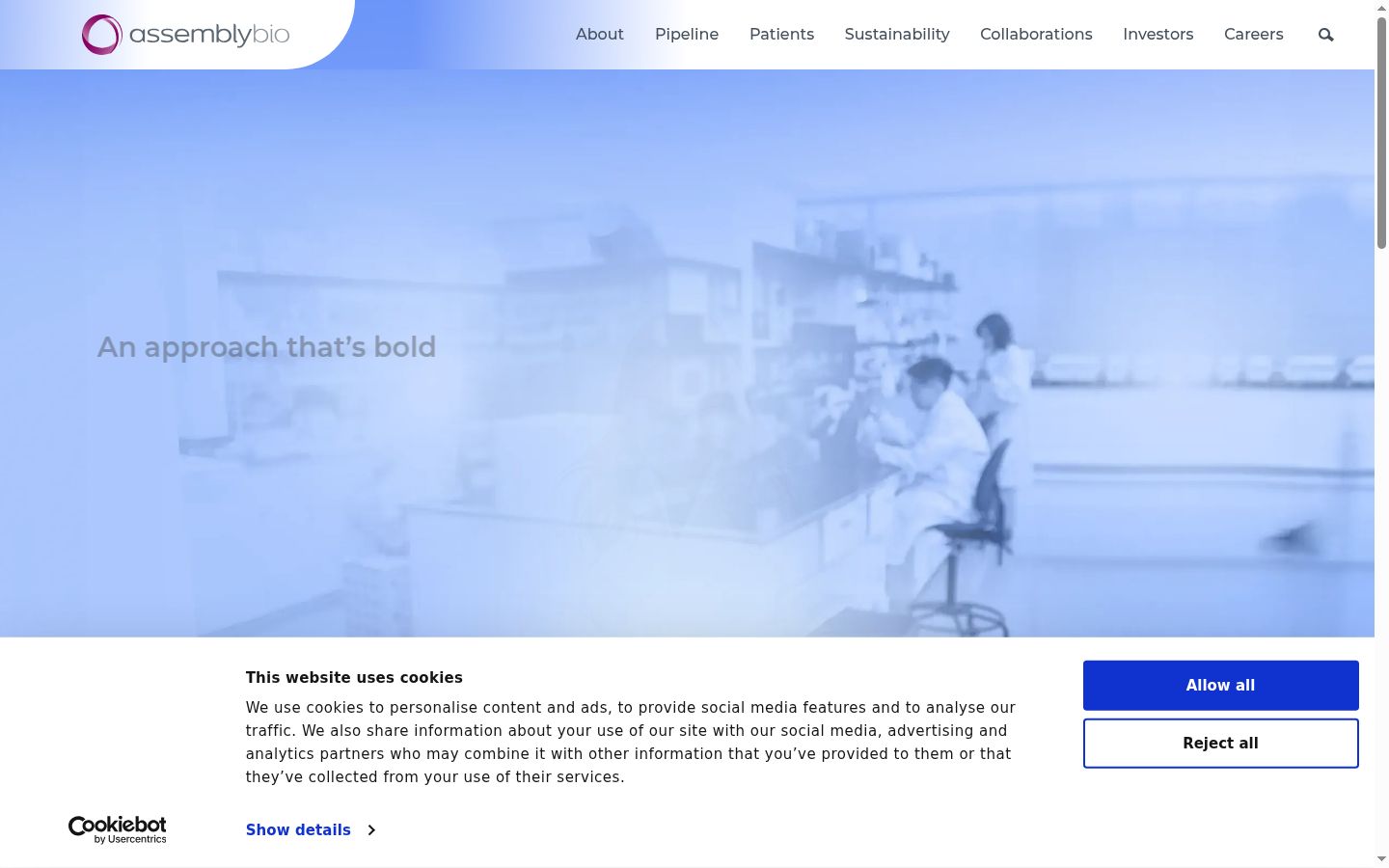 Screenshot of the consent banner shown before any interaction