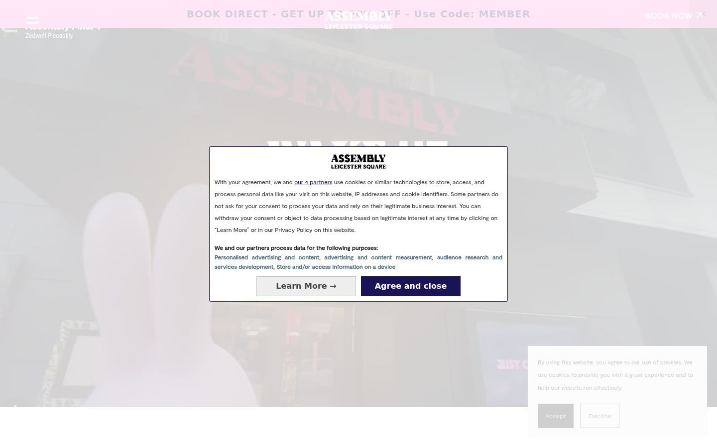 Screenshot of the consent banner shown before any interaction