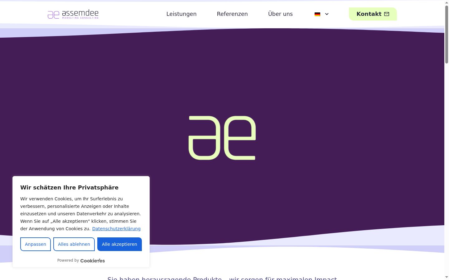 Screenshot of the consent banner shown before any interaction
