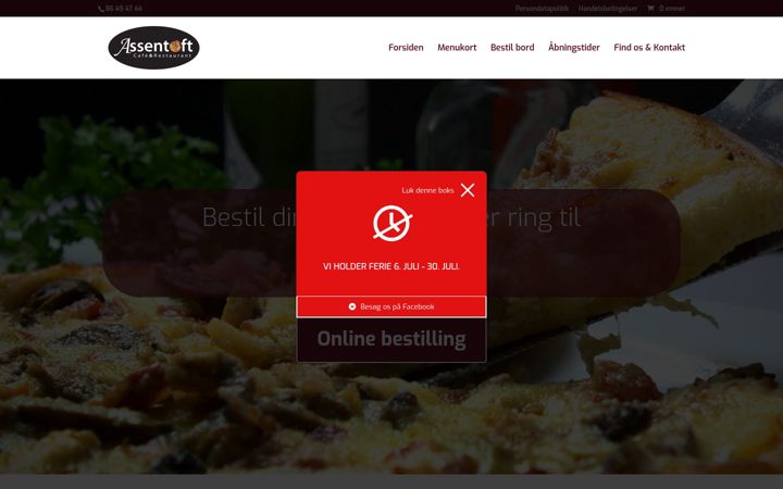 Snimka zaslona za assentoftcafe.dk