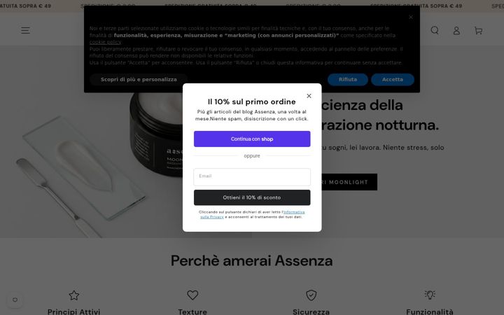 Snimka zaslona za assenzacosmetici.it