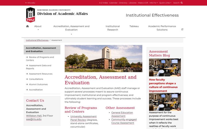 Screenshot of assessment.niu.edu