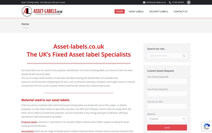 Screenshot di asset-labels.co.uk