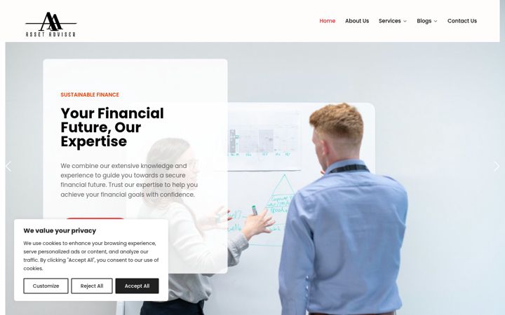 Screenshot stránky assetadviser.co.uk