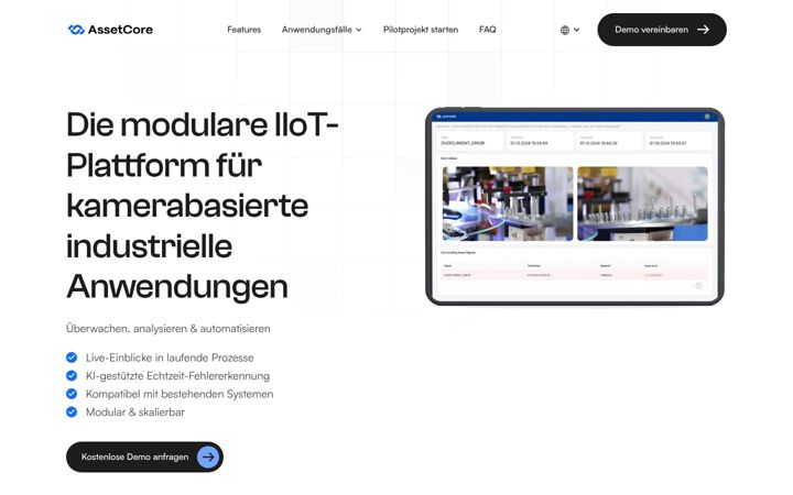 Snímek obrazovky assetcore.de
