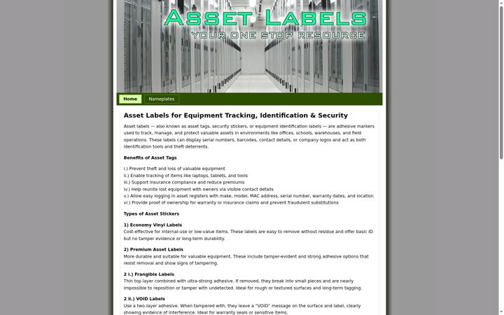 Screenshot of assetlabelsolutions.co.uk
