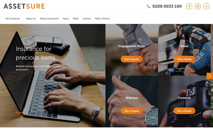 Skärmbild av assetsure.com