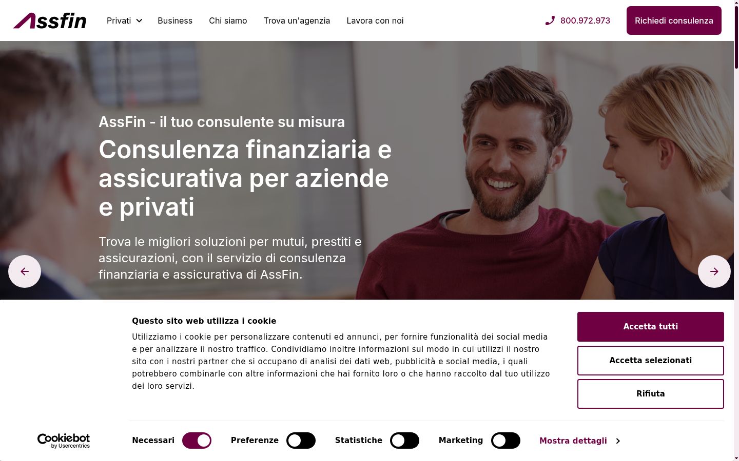 Captura de ecrã do banner de consentimento apresentado antes de qualquer interação