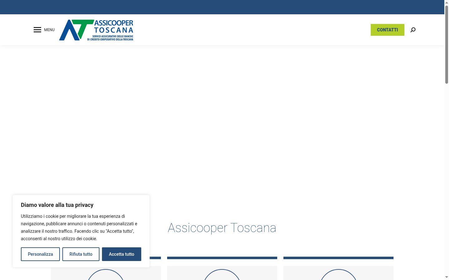 Screenshot del banner di consenso mostrato prima di qualsiasi interazione