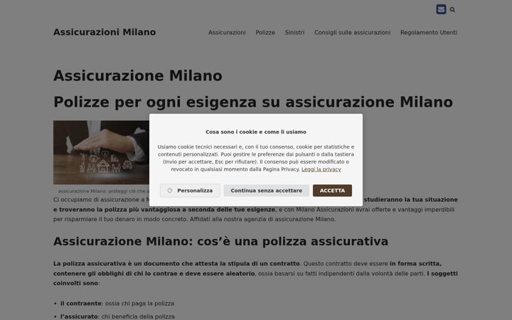 Screenshot of assicurazione.milano.it