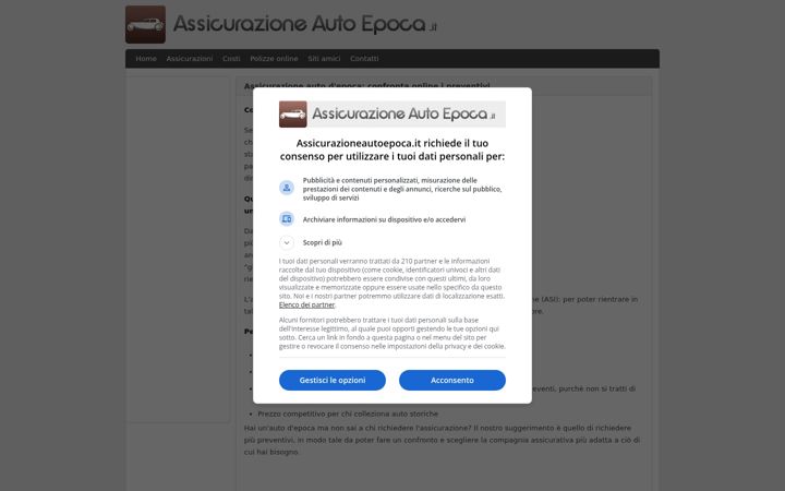 Zrzut ekranu assicurazioneautoepoca.it