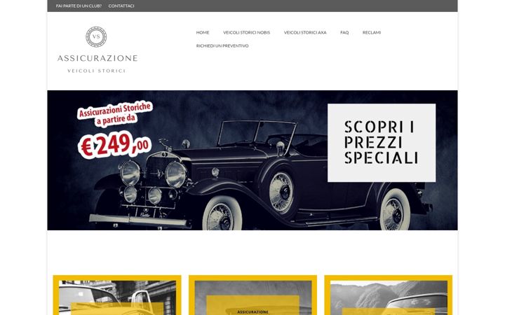 Captura de pantalla de assicurazioneveicolistorici.it