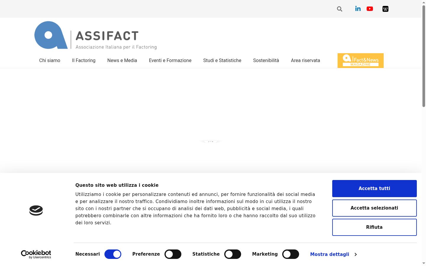 Captura de ecrã do banner de consentimento apresentado antes de qualquer interação