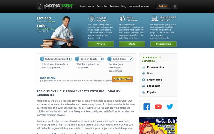 Screenshot of assignmentexpert.com