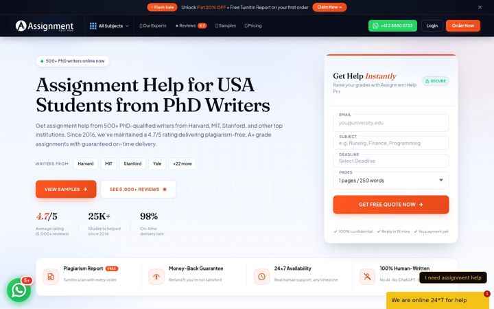 Screenshot ta' assignmenthelppro.com