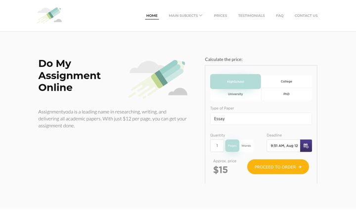 Screenshot of assignmentyoda.com