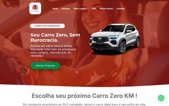 Ekrano kopija assinaturazerokm.com.br