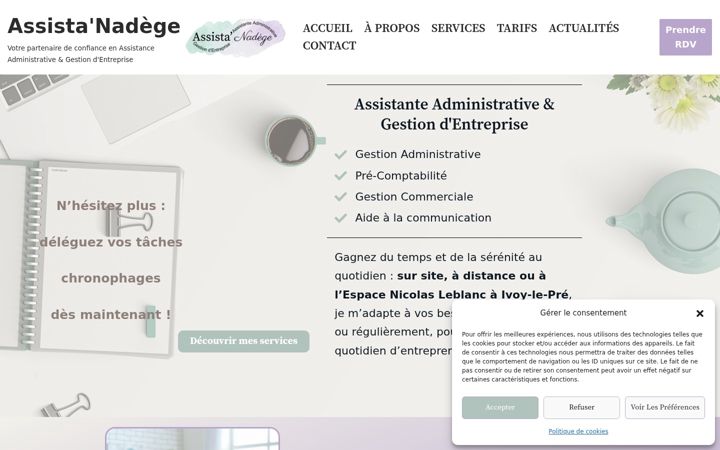 Ekraanipilt saidist assistanadege.fr