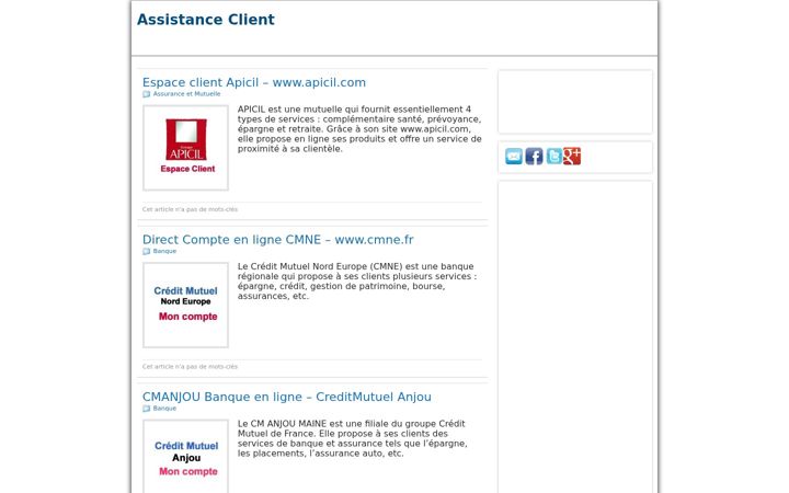Ekraanipilt saidist assistance-client.fr