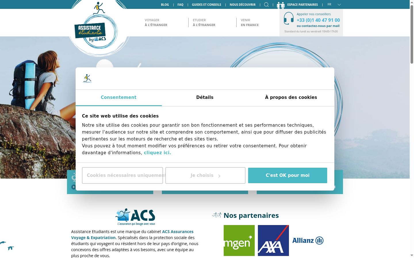 Screenshot of the consent banner shown before any interaction