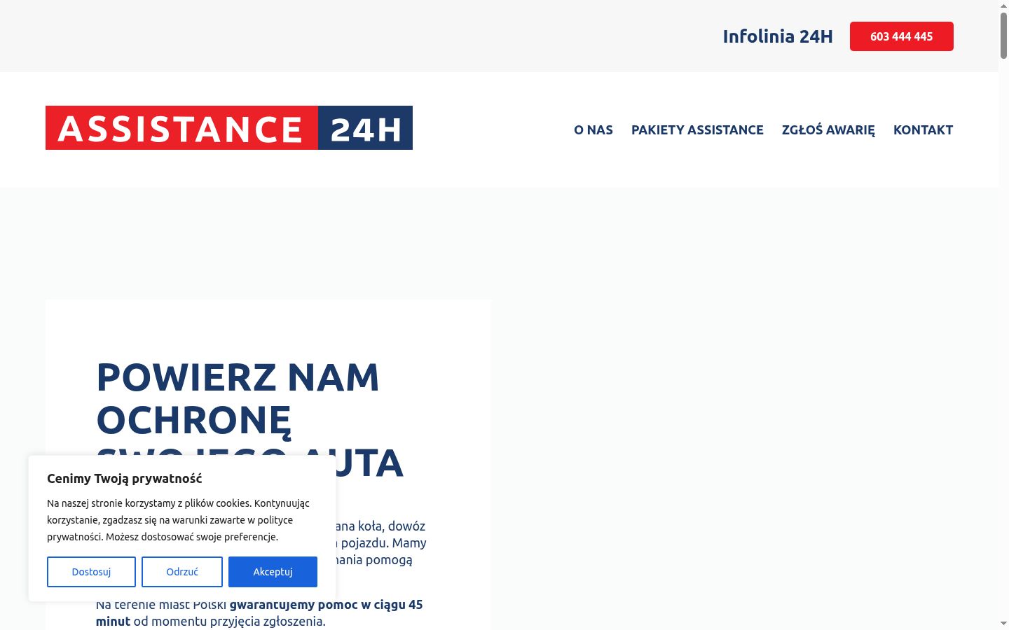 Zrzut ekranu banera zgody wyświetlanego przed jakąkolwiek interakcją