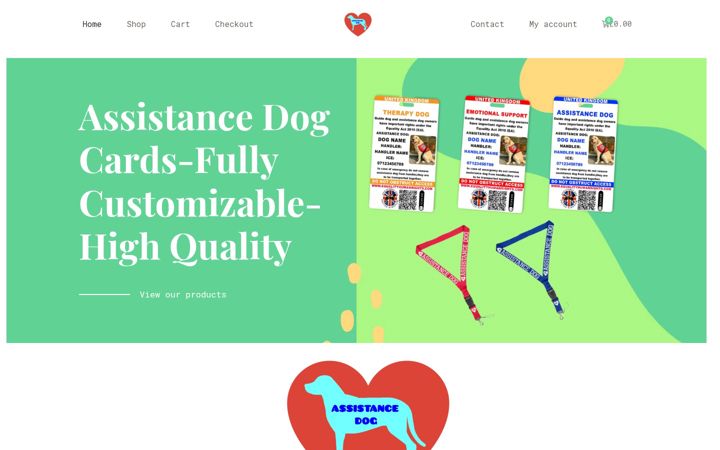 Screenshot of assistancedogcard.com