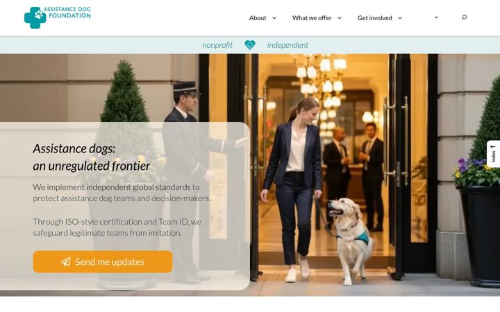 Ekrano kopija assistancedogfoundation.org