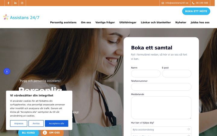 Ekrano kopija assistans247.se