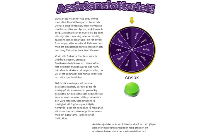 Screenshot of assistanslotteriet.se