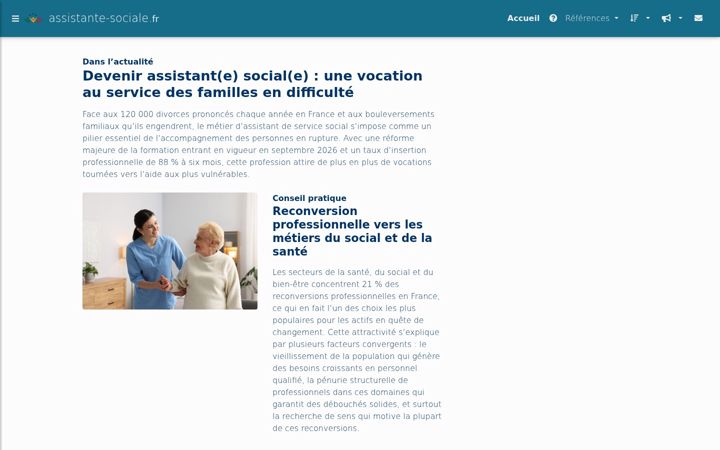 Snimka zaslona za assistante-sociale.fr