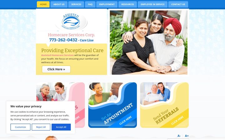 Screenshot of assistedhomecarecorp.com