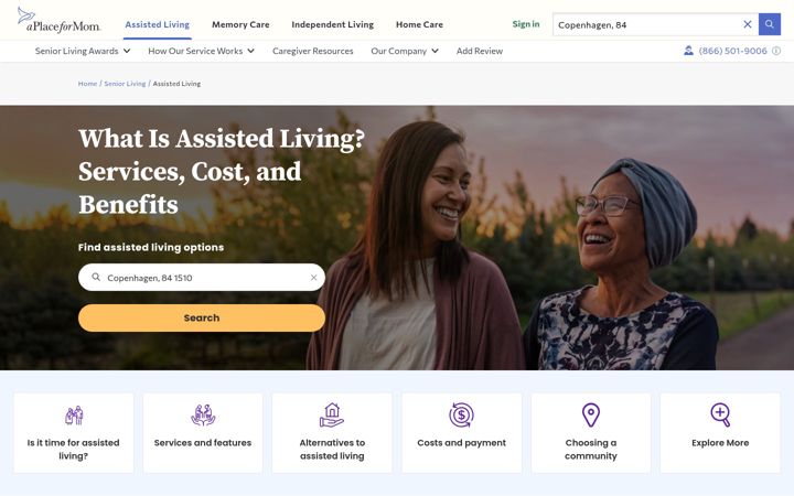 Screenshot of assistedliving.com