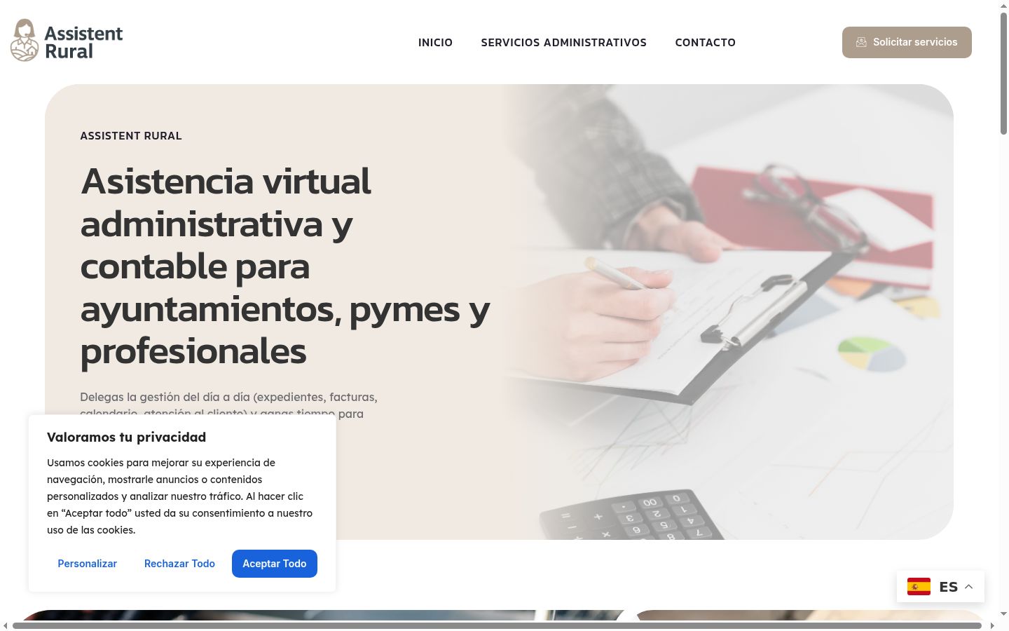 Captura de ecrã do banner de consentimento apresentado antes de qualquer interação
